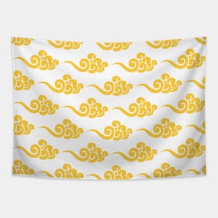 Yellow Chinese Clouds Pattern Tapestry