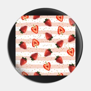 Strawberries pink stripes Pin