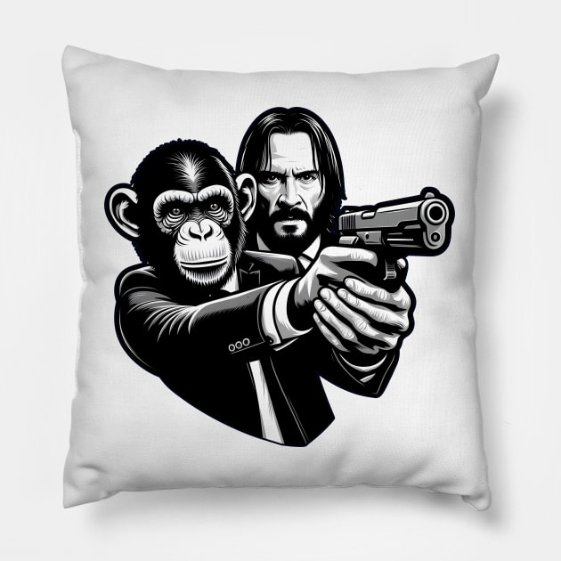 Monkey Wick Pillow by Rawlifegraphic