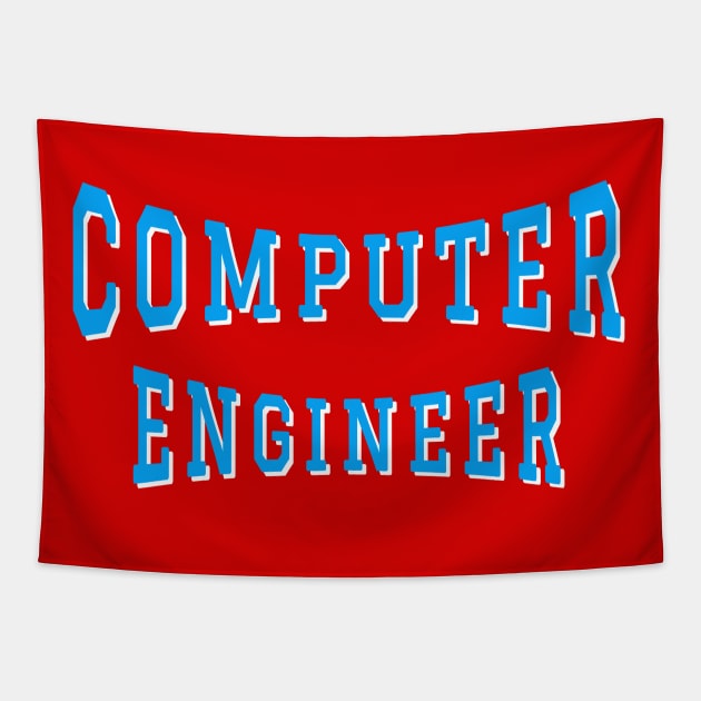 Computer Engineer in Turquoise Color Text Tapestry by The Black Panther