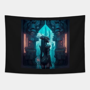 Portal to the Old World, Cyberpunk Female Tapestry