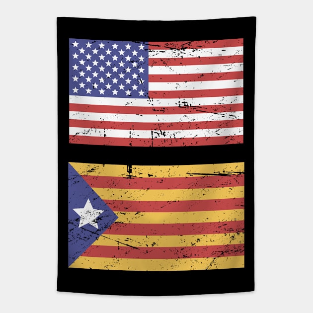 United States Flag & Catalonia Flag Tapestry by Wizardmode