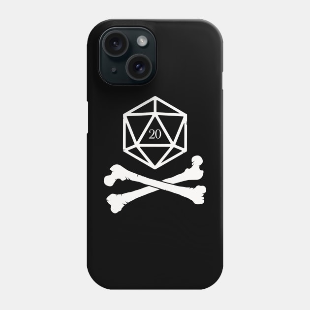 D20 Dice Skull and Bones TRPG Tabletop RPG Gaming Addict Phone Case by dungeonarmory