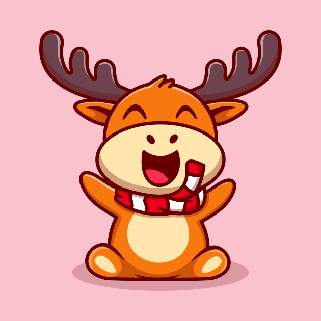 Cute Baby Reindeer Sitting Cartoon by Catalyst Labs