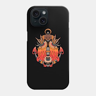 flaming anchor and swallow tattoo Phone Case