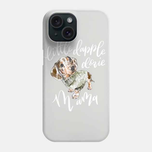 Dapple Doxie Mama, Chocolate in Olive Phone Case by stuckyillustration