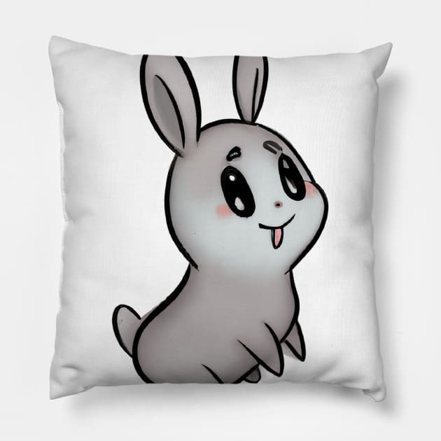 Cute Rabbit Drawing Pillow by Play Zoo