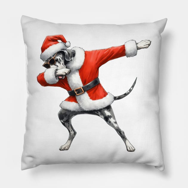 Christmas Great Dane Dog Dabbing Dance Pillow by Chromatic Fusion Studio