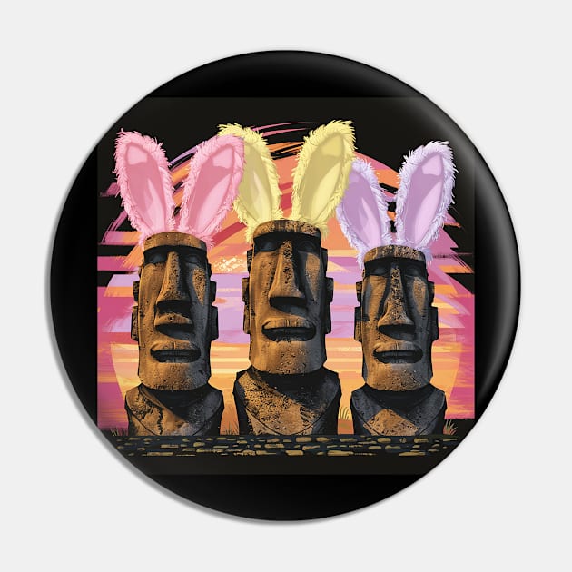 Moai Bunnies of Easter Island Pin by Dizgraceland