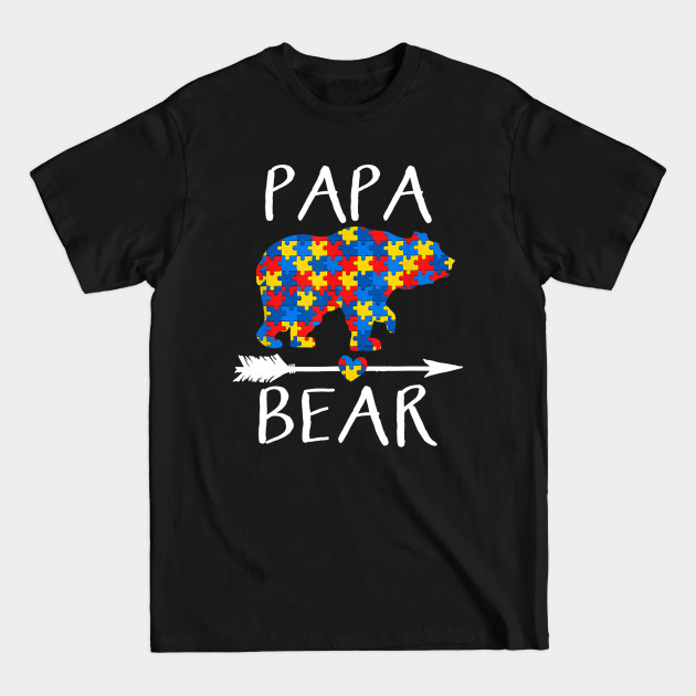 Disover Papa Bear Autism Awareness T-Shirt Gifts for Dad Grandpa - Autism Awareness - T-Shirt