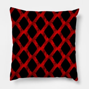 Red Grid Cube Geometric Dark Pattern Pillow