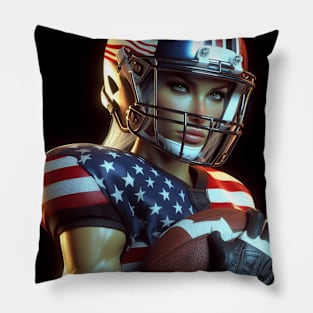 American Woman NFL Football Player #9 Pillow