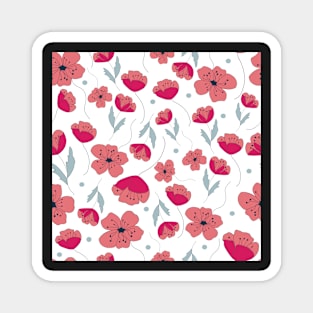 Poppy Field on white Magnet