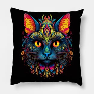 Regal Trippy Cat Pillow