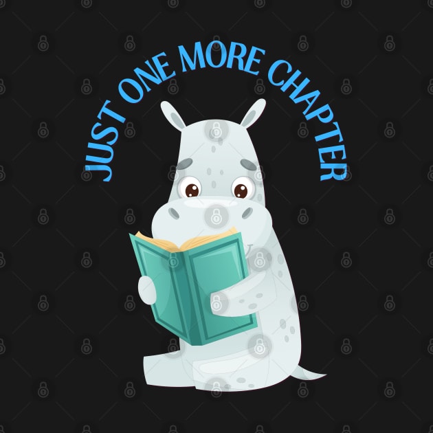 Hippo reading book Just one more chapter I Love Books Bookoholic by BoogieCreates