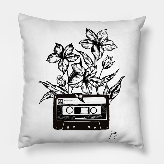 Floral Cassette Pillow by Akbaly