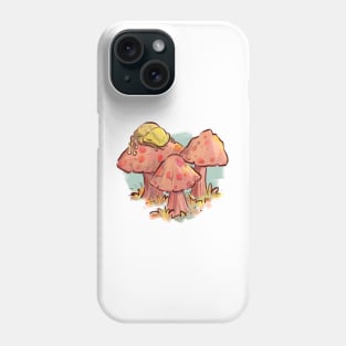 Frog sleeping on a mushroom Phone Case