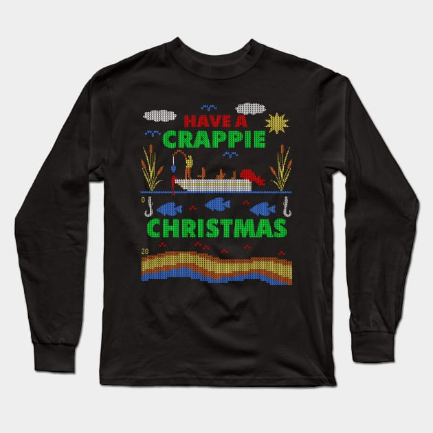 Funny Crappie Fishing Ugly Christmas Sweater Party Shirt - Fishing  Christmas - Long Sleeve T-Shirt