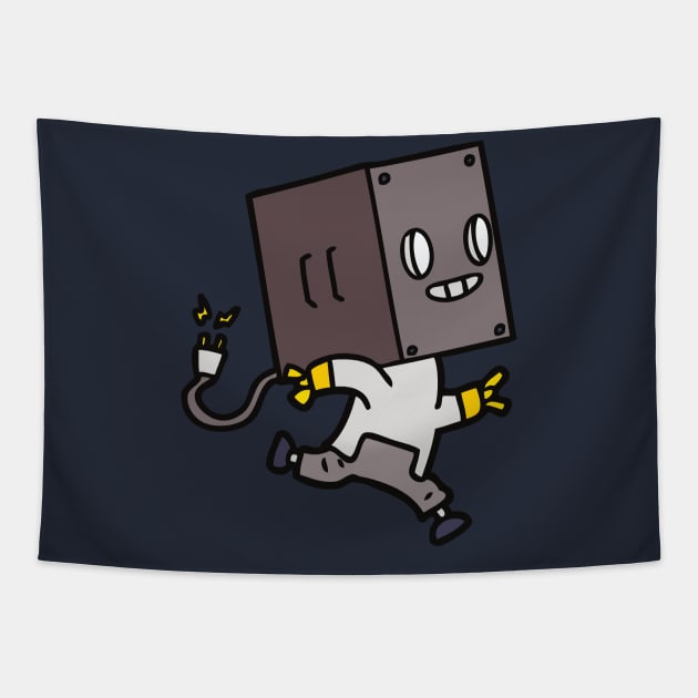 Running Kid Robot Smiling Tapestry by InkyArt