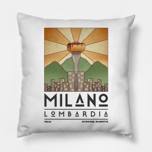 Milan Italy Retro Travel Pillow