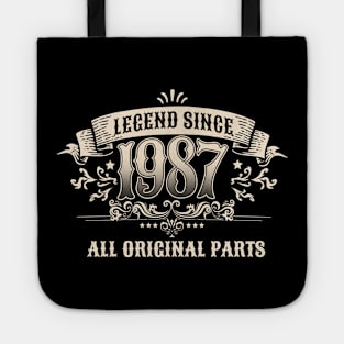 Retro Vintage Birthday Legend since 1987 All Original Parts Tote