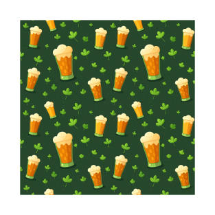 Cheers to St. Paddy's Day: Beer and Shamrock Pattern T-Shirt