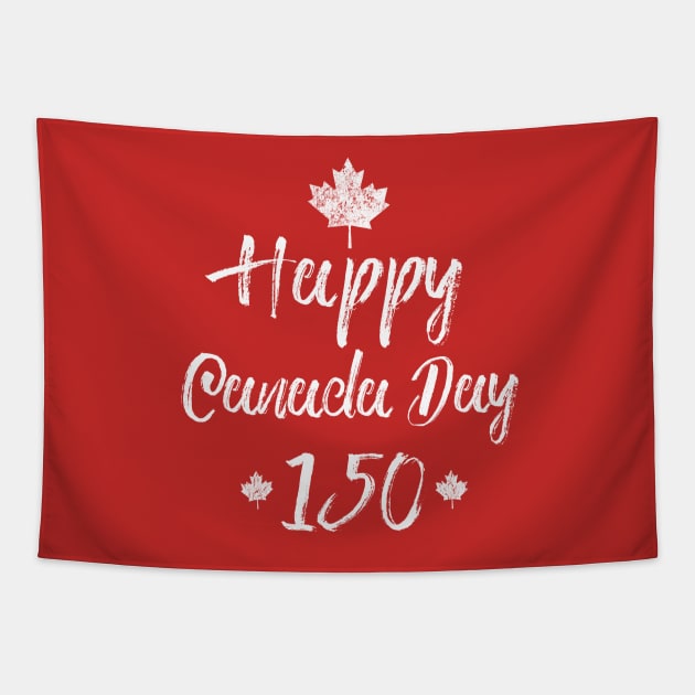 Vintage Happy Canada Day 2017 Canada 150 Anniversary Tapestry by vladocar