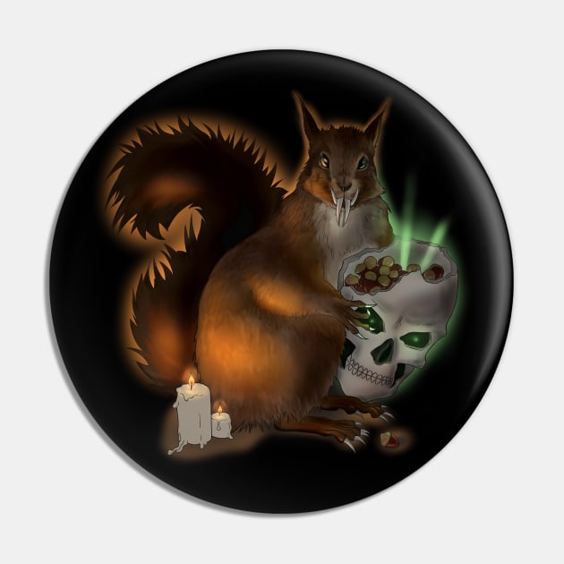 Spooky Squirrel Halloween Lycanthropy Skull Digital Art Pin by JettDes