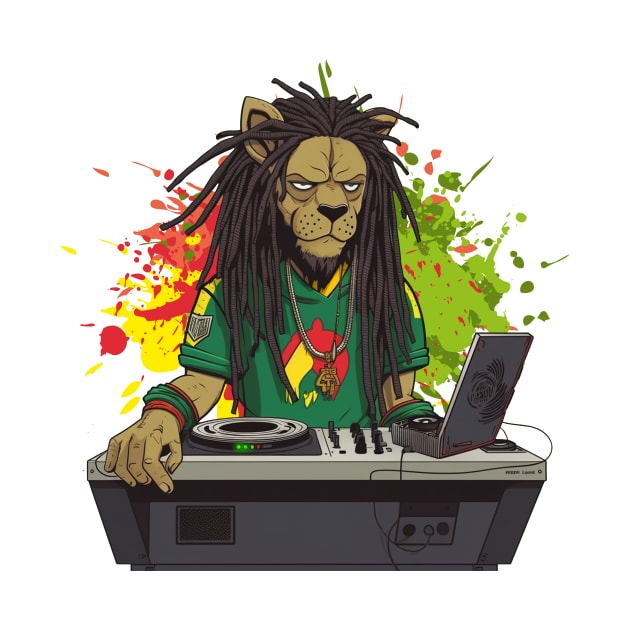 Rastafarian Lion DJ Jah Sound Crew by Shaani