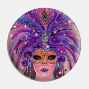 Lady Mardi Gras by Renee Lavoie Pin