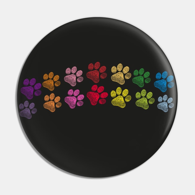 Cute doodle hand drawn colorful paw prints foot step vector black background Pin by GULSENGUNEL