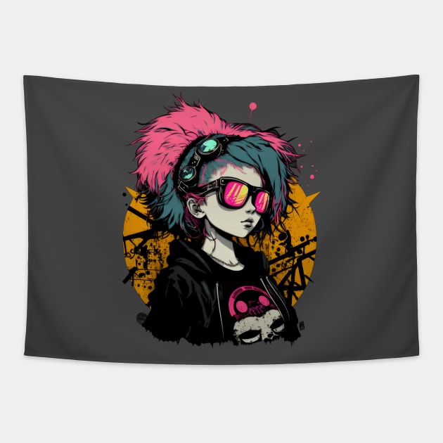 Anime Emo Nu Goth Girl Color Splash Tapestry by The Multiverse is Female