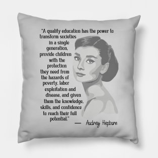 Audrey Hepburn Portrait and Quote Pillow