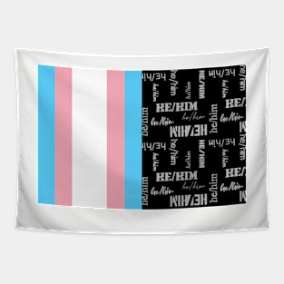 Trans Flag, He/Him Pronouns - Identity Pride Tapestry