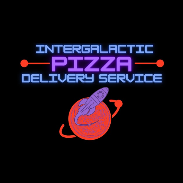 Intergalactic Pizza Delivery Stars Retro Planet by Maggini Art