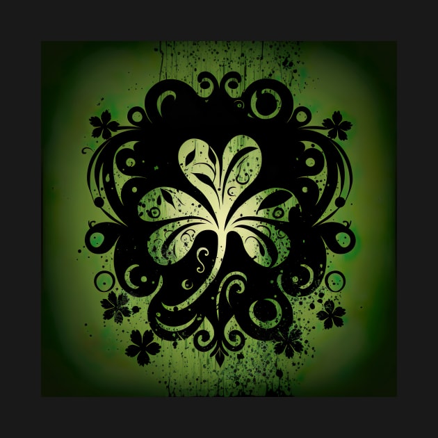 Saint Patrick's day shamrock leaf - glow in the dark filigree pattern by UmagineArts