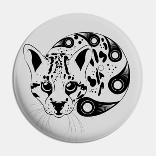 Ocelot Black Outline Pin