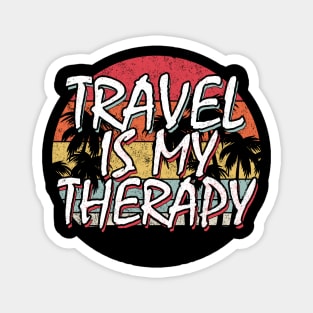 Travel Is my Therapy Distressed Palm Tree Sunset Magnet