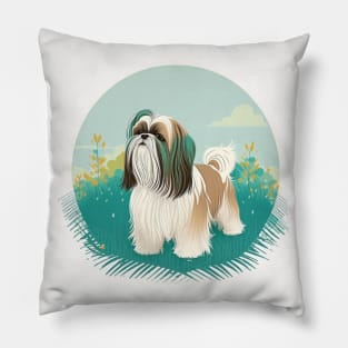 Shih Tzu in a Nature Scene Pillow