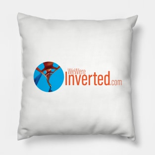 We Were Inverted Logo | Blue Circle | Orange Text Pillow