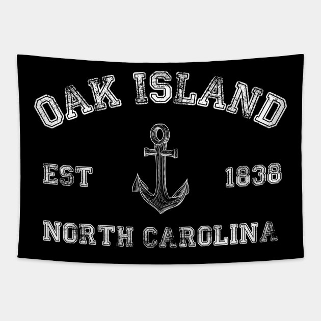 Oak Island, North Carolina Vintage Nautical Anchor Retro Tapestry by Contentarama