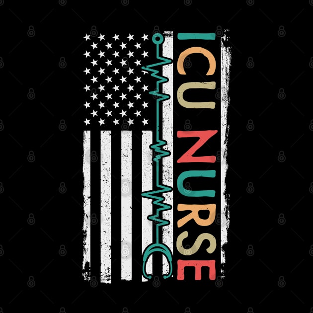 ICU Nurse American Flag by White Martian