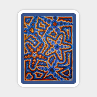 Blue & Orange Light Flower Bursts Magnet