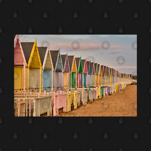 Colourful beach huts on Mersea Island, Essex by mbangert