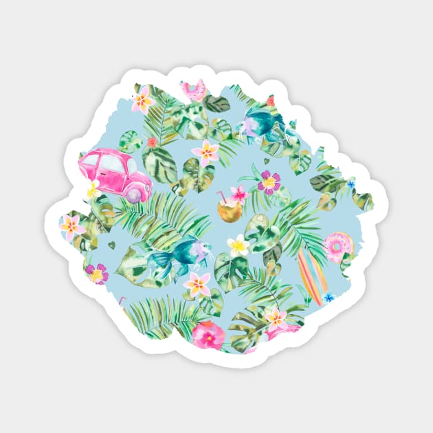 Hawaiian Tropical Dreamy blue Magnet by ninoladesign