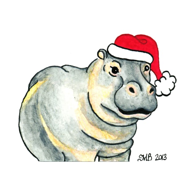 2013 Holiday ATC 17 - Ho Ho Ho Hippo by ArtbyMinda