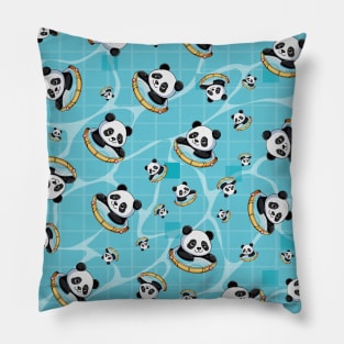 Summer Vibes: Adorable Panda Chillin' on a Pool Float Pillow