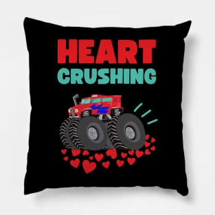 Kids and Toddlers Monster Truck Heart Crushing Valentines Day Pillow