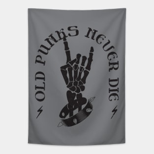 OLD PUNKS NEVER DIE - Retro Skeleton Punk Rocker Tapestry