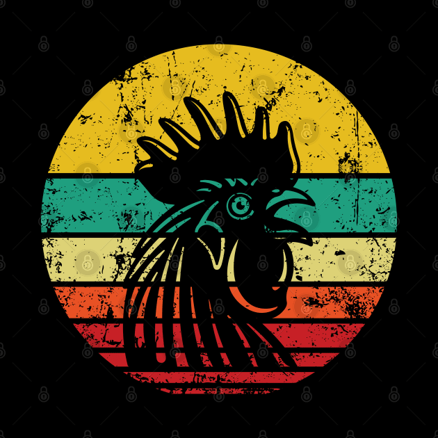 Retro Sunset Rooster by Madelyn_Frere